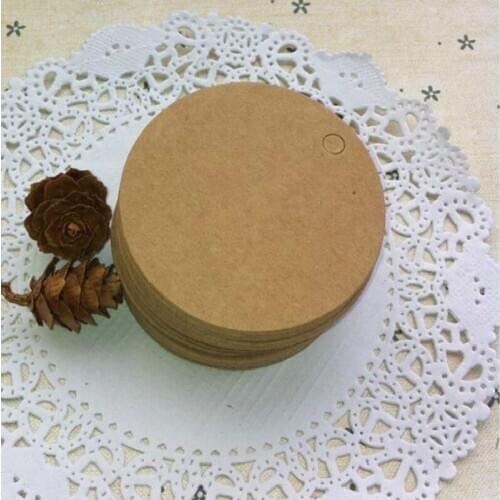 4*4cm Round Baking Blank Price Tag Kraft Paper Garment Tags Clothing Price Packaging Label 500pcs/lot