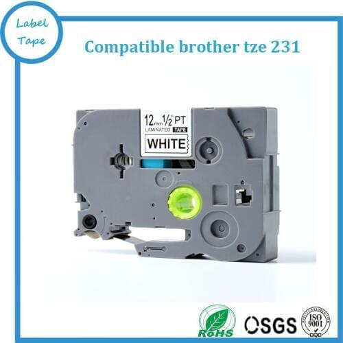 4pcs TZe231 Compatible Label Tape for Brother Tze-231 TZ-231 TZ231 Black on White (0.47inch 1/2inch 12mm) 8m