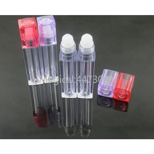 6.5ml 10/30/50pcs Square Cosmetic Lip Gloss Roll on Bottle, Portable Empty Perfume & Eye Cream Bottle Refillable Container
