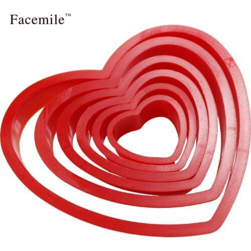 6pcs/set Heart Shaped plastic Cake mold cookie cutter biscuit stamp Sugar Craft cake decorations plastica della taglierina 02032