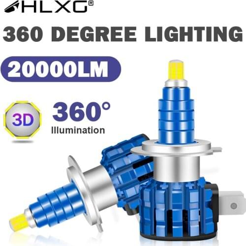 HLXG 360 h7 led 20000LM car Light 6500K H4 H8 H9 H11 HB3 LED HB4 9005 9006 lamp auto bulbs luces 12V all in one design headlight