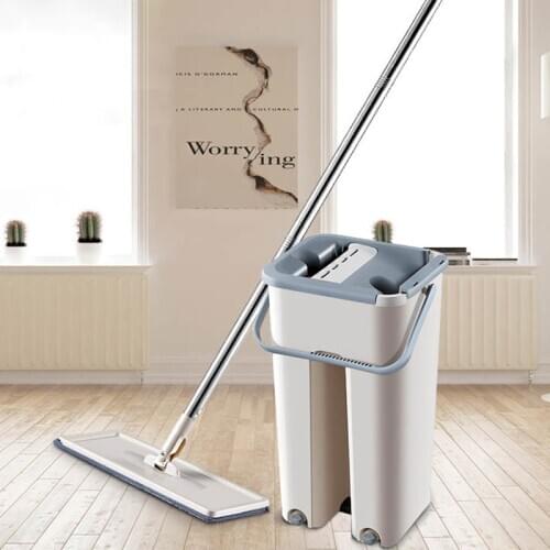 YOREDE Magic Free Hand Wring Mop Automatic Spin Flat Mop Bucket For Wash Floors Household Cleaning Products For Home And Kitchen