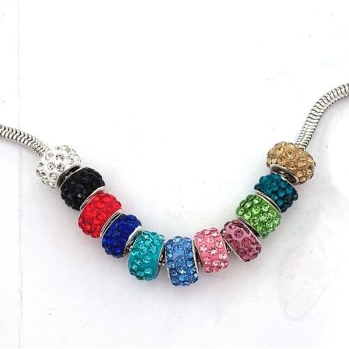 DIY Jewelry Findings Beads, 5PCS 18mm x 13mm Clay Beads Crystal Rhinestone Bead Big Hole Barrel Bead for Bracelet Necklace