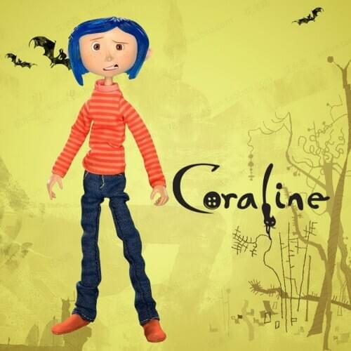 NECA Childrens toys Coraline & the Secret Door dolls action figure 7 inch raincoats Sweater VERSION Caroline Girl Present