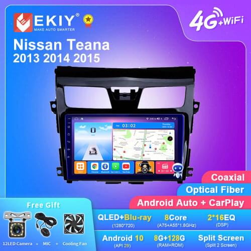 EKIY DSP IPS Android 10 Car Multimedia Player 6G+128G For Nissan Teana 2013 2014 2015 Carplay Auto Radio Stereo GPS BT Wifi HU