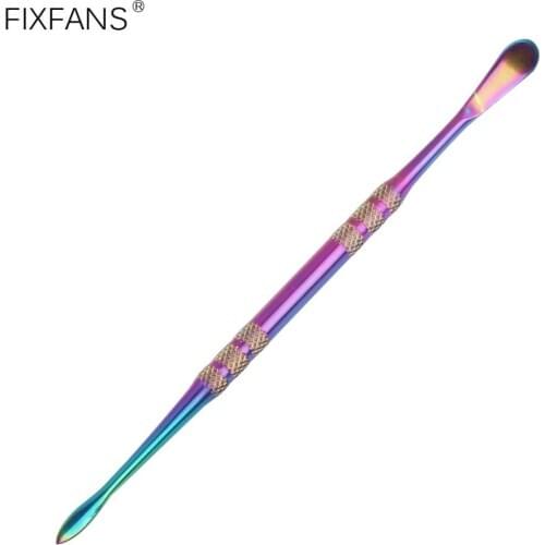 FIXFANS 4.8 Inch Rainbow Wax Carving Tool Double-Head Stainless Steel Spoon Tool for Major Key to Success