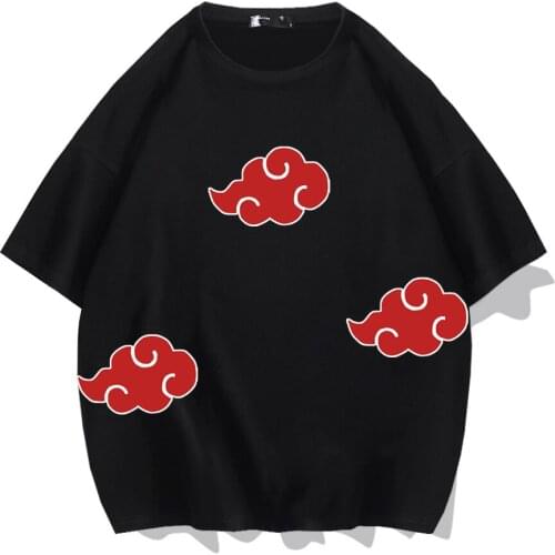 Anime Ninja Cosplay T-shirts summer loose cotton short sleeve round neck fashion auspicious clouds personality clothes
