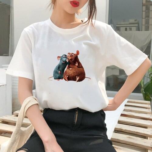 Ratatouille Disney Tshirts Female Usa High Street White T-Shirt Womens Summer Y2k Instagram Clothes Young Fashion Harajuku