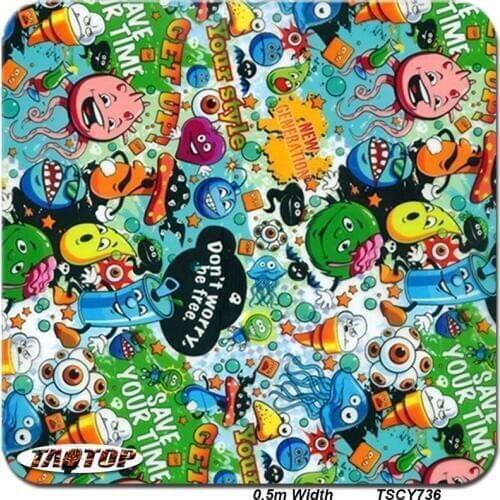 TSCY736 0.5M * 10M New Designs Green Cartoon Water Dipping Transfer Printing Hydrographics Film Hydro Dipping Film