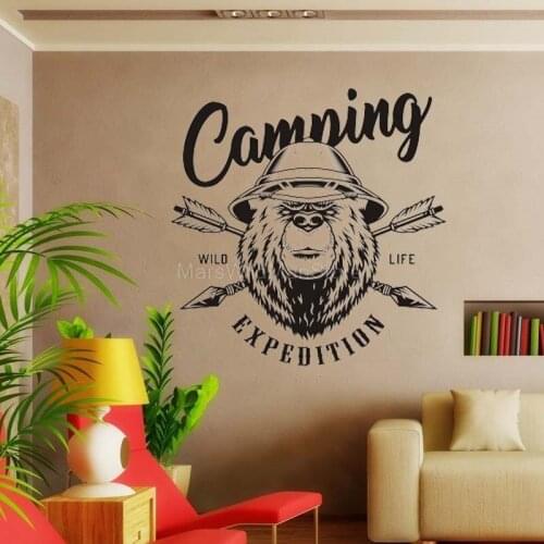 Mountain Expedition Decor Camping Bear Outdoor Adventure Vinyl Wall Decal Living Room Sticker Art