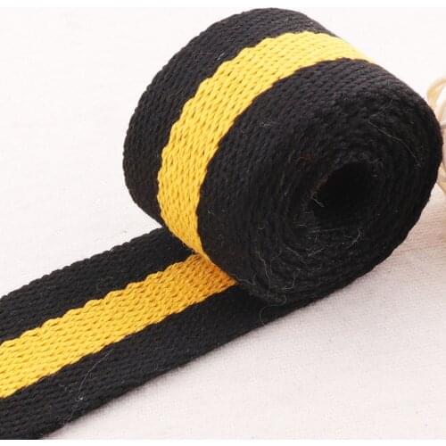 1 1/2"(38mm)Cotton Webbing Black Orange Striped Twill Webbing Ribbon Heavy Weight Totes Belts Strap Tape Bag Handle