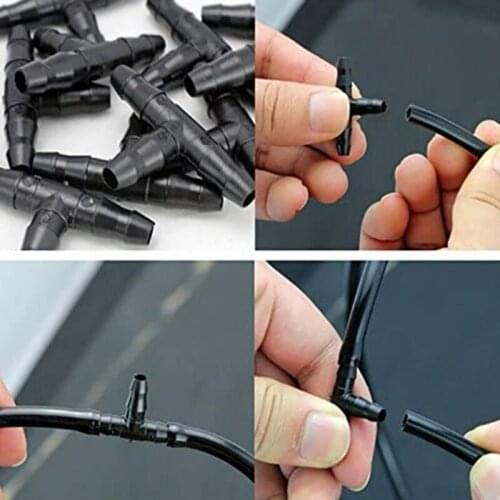 Drip Irrigation Barbed Connectors Universal Barbed Tee Fittings 100Pcs Fits 1/4 inch Drip Tubing 4/7mm Tee Pipe