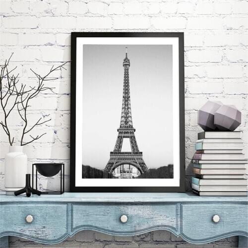 Eiffel Tower Print Canvas Paintings French Paris Wall Art Black and White Retro Poster Paris Landscape Pictures Room Wall Decor