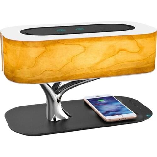 Creative Tree Light Table Lamp Bluetooth-Compatiable Music Speaker Bedside Light Dimmable Phone Wireless Charging Desk Lights