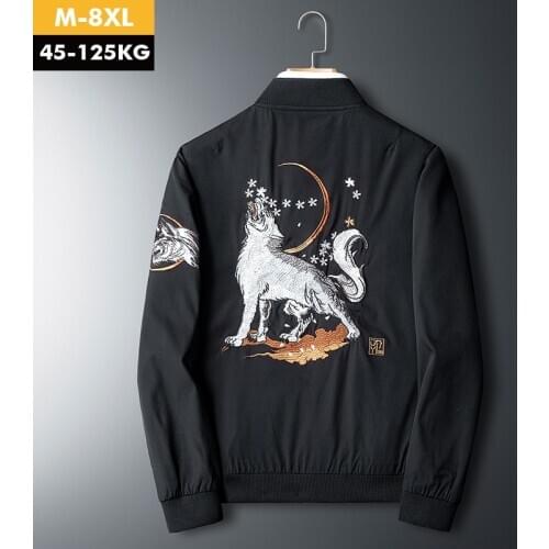 Couple Wolf Embroidery Bomber Jacket Men Women Baseball Coat Youth Fashion Casual Streetwear Spring 2021 New