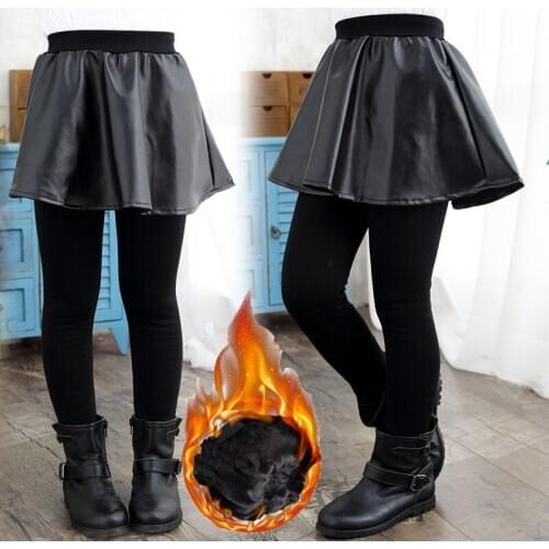Leggings For Girls Children Girl Pants Skirt False Two Piece Plus Velvet Thick Warm Wear Outside Pants 110-150 High Quality