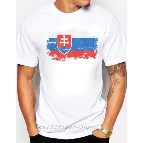 2019 Top Quality Nostalgic Style Slovakia National Flag Printed T Shirt Men Summer Short Sleeve Cotton Casual Men T-shirt