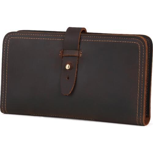 Mens Wallet Genuine Leather Wallets Long Card Holder Large Capacity Passport Cover Travel Bussiness Wallet Male Pen Pocket