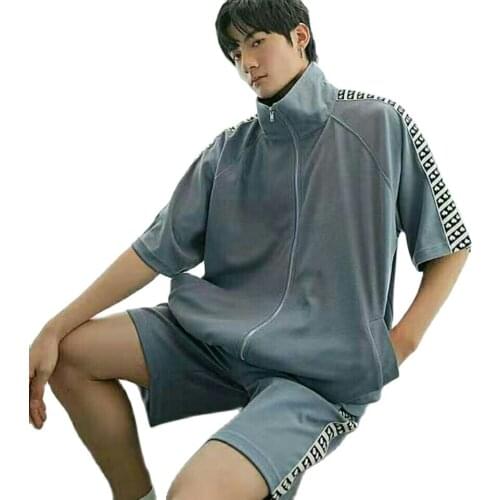 2021 Summer Men Half Sleeve 2 Pcs Set Jacket and Shorts Casual Loose Hip Hop Fashion Chic Sports Sets Plus Size 4XL