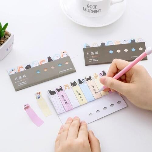 1X Cute Cat Panda Pig Adhesive Memopads Marker Message Sticky Notes Decor Bookmark School Office Supply Student Stationery