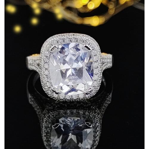 2021 New Luxury Cushion 925 Sterling Silver Engagement Ring For Women Anniversary Gift Jewelry Wholesale R6144