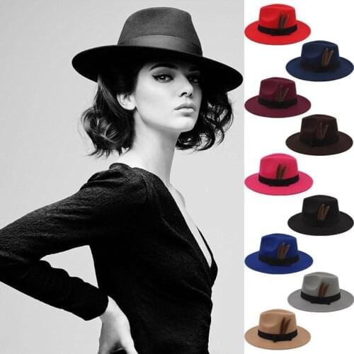 Autumn and winter travel woollen Hat Womens British hat sun protection wide brim Shanghai beach parent child man Panama couple