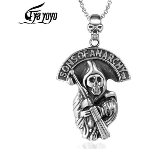 EyeYoYo Cosplay SONS OF ANARCHY Pendant Necklace Male Personality Punk Skull Mens Domineering Necklace