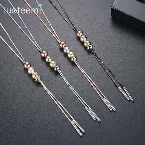 LUOTEEMI New Fashion Simple Style Colorful Cute Sweater Necklaces For Women Fascinating Adjustable Pendant Necklace Bijoux Gifts