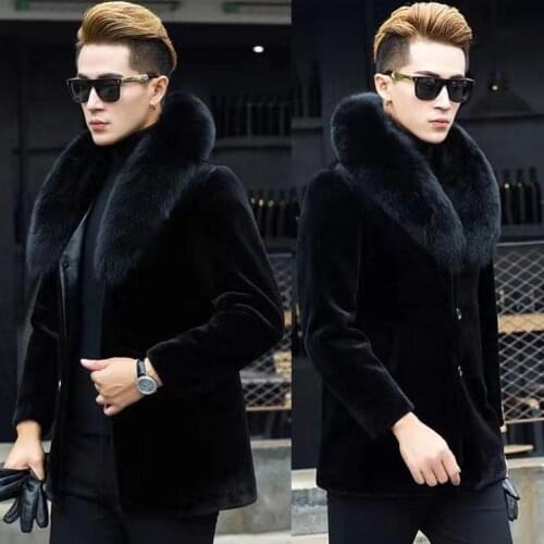 Imitation mink fur men hooded one long fur coat haining thickened fur slim coat fur jacket women faux fur fur coat women