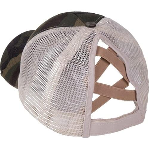 Mesh Breathable Thin Baseball Cap Summer Sunscreen Sun Hat Cross Washed Cotton Ponytail Worn Hat Unisex 127