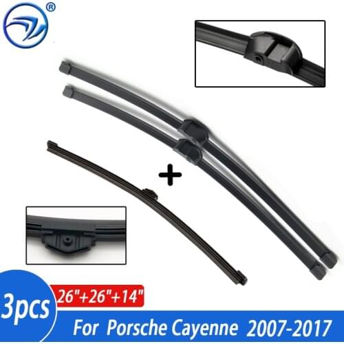 Wiper LHD RHD Front Wiper Blades For Porsche Cayenne 2010- 2017 Windshield Windscreen Front Window 26"+26"+14"