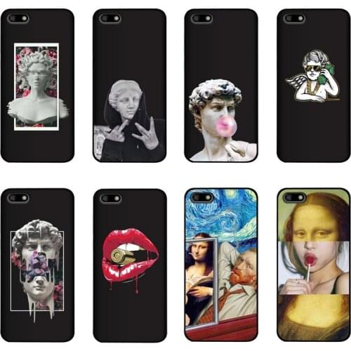 QAQsam Silicone For Huawei Honor 7A 5.45" Case Cartoon Statue Abstract Art Painted For Honor 7 A DUA-L22 Russian Funda