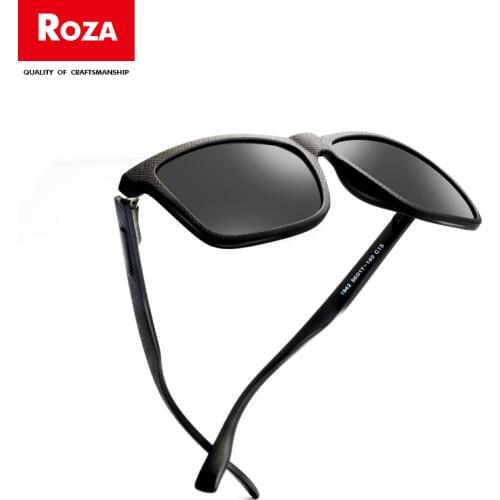 Roza Polarized Sunglasses Unisex TR90 Retro Square High Quality Glasses For Men/Women Leather Frame Oculos De Sol UV400 RZ0628