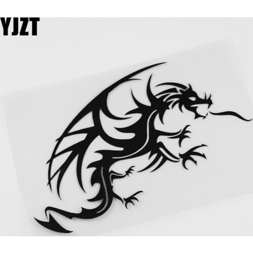 YJZT 15.1CMX9.3CM Fire-breathing Dragon Flying Car Accessories Vinyl Car Sticker Black /Silver 13C-0116