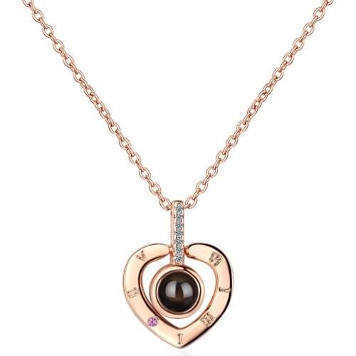 Love Heart Shaped 925 Sterling Silver Necklaces Zircon Projection Meaningful Necklaces For Women Gift