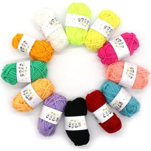 12pcs Color Cotton Silk Knitting Yarn Soft Wool for Child Hand Knitting DIY Sewing Needlework Thread Doll Toys Decor Supplies