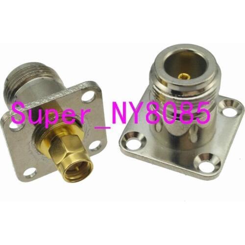 1pce Adapter N female jack to SMA male plug Flange 18.4mm straight RF COAXIAL