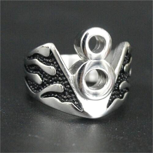 3pcs/lot Cool Design Polishing Lucky 8 Ring 316L Stainless Steel Punk Men Boys Steel Biker Ring