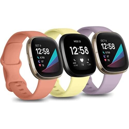 3 Pack) Replacement Watchband For Fitbit Versa 3/Sense Smart Watch Large/Small Soft Silicone Wristband Watch Band Strap