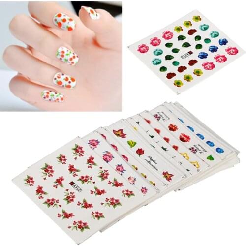 50 Sheets Nail Art Stickers Water Transfer Multi Little Flower Pattern Colorful DIY Design Nail Art Patch Foils Manicure Tool