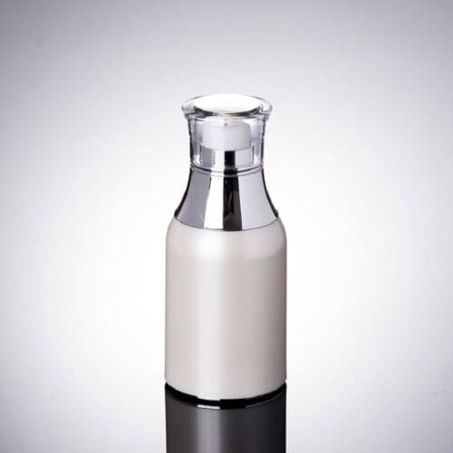 50ML pearl white airless bottle silver collar transparent lid airless bottle for serum/lotion/emulsion/fundation packing