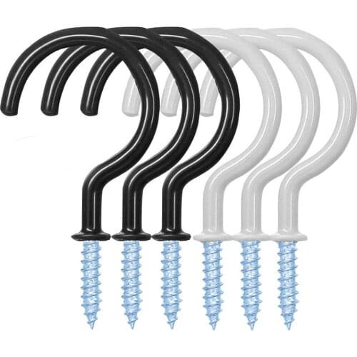 6 Pcs 2.9 Inches Hanging Hooks Coated Screw-in Wall Hooks Plant Hooks Kitchen Hooks,Cup Hooks Great for Indoor & Outdoor Use