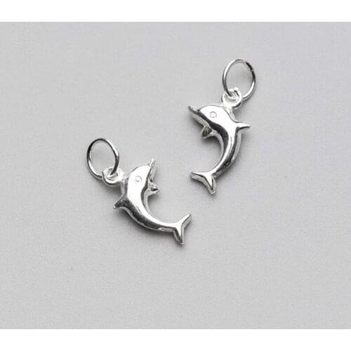 925 Sterling Silver Cute Dolphin Charms DIY Dangle Earring Necklace Gift Handmade Women Jewelry Pendant Accessories 13x7.5mm
