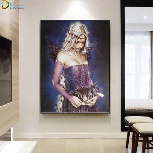 DIY Full Diamond Painting Vampire Girl Cross Stitch Fairy Animal Cat Mosaic Craft Needlework 5D Embroidery Rhinestone Decoration