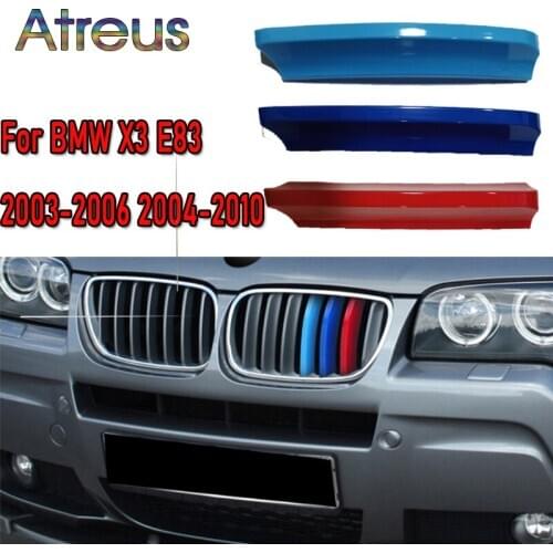3pcs ABS Car Racing Grille Strip Trim Clip For BMW E83 X3 2003 2004 2005 2006 2007 2008 2009 2010 M Power Auto Accessories