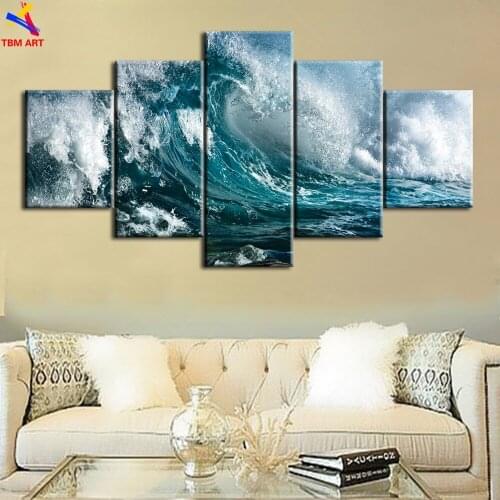 Unframed Ocean Skyline Picture Wall Art Gift for Living Room Decoration HD Spray Painting Printed Oil Painting on Canvas PT0227