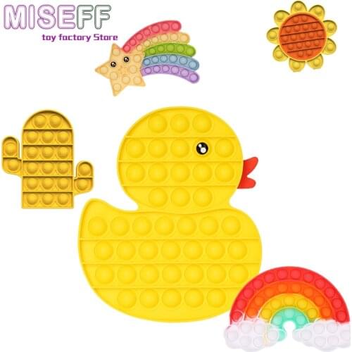 Kids Stress Relief Squishy Push them Bubble Sensory Fidget Toys duck Rainbow Antistress Fidget Toy Autisim for Children