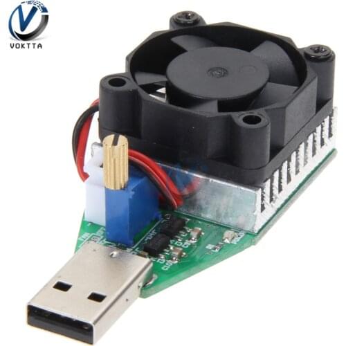 DC 3V-21V 15W Electronic Test Load Resistor USB Interface Battery Discharge Capacity Tester with Fan Adjustable Current Module