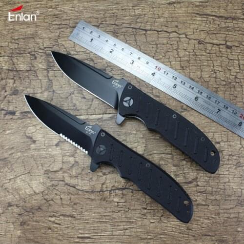 ENLAN EL-01B 8Cr13Mov Black Blade G10 Handle Folding Knife Outdoor Camping Hunting Tactical Survival EDC Pocket Knives EL-01BA