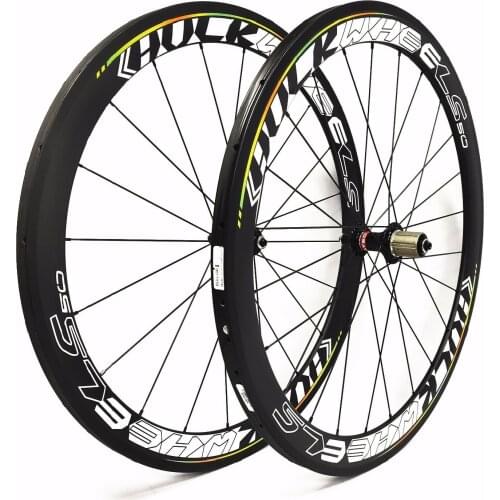 HULKWHEELS Carbon Road Bike Wheels 700C 50mm road Hub QR Tubular chincher 3K Matt 20/24H